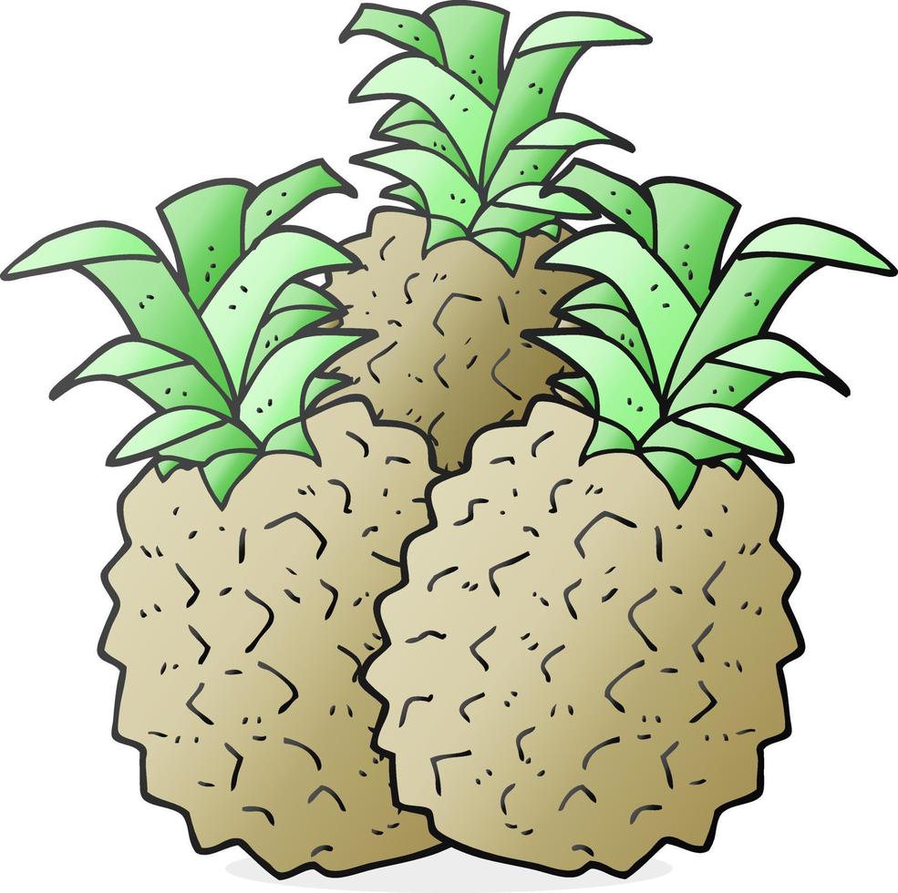 ananas cartoon dessiné à main levée vecteur
