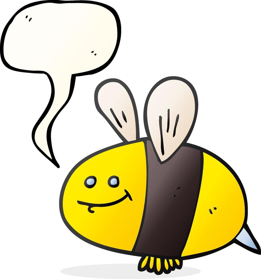 abeille de dessin animé de bulle de discours dessiné à main levée vecteur