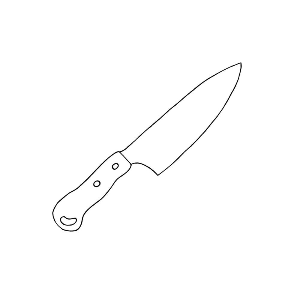 croquis d'un couteau de cuisine dessiné à la main sur fond blanc vecteur