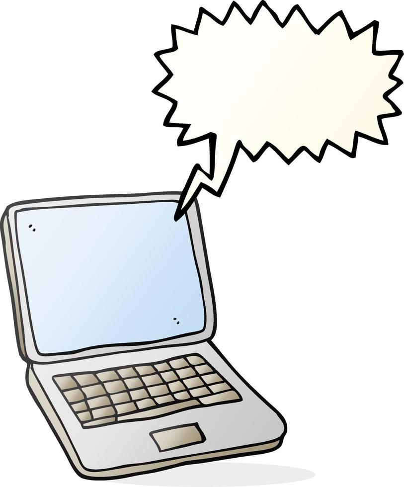 ordinateur portable de dessin animé à bulle de dialogue dessiné à main levée vecteur