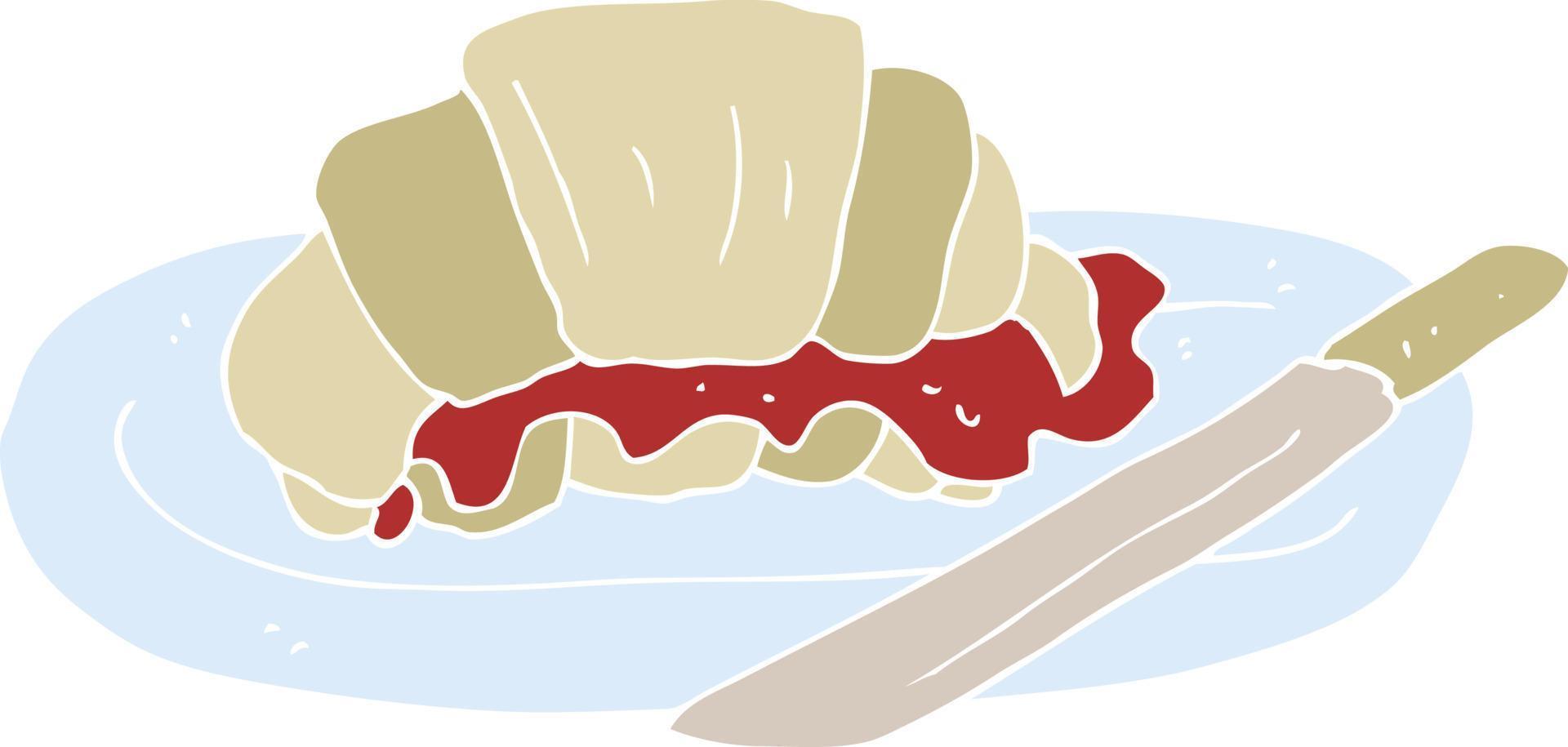 illustration en couleur plate du croissant vecteur