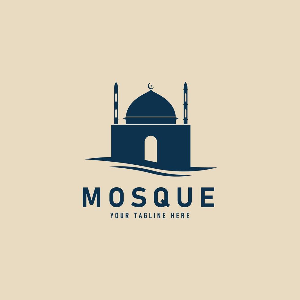 logo, icône et symbole vintage de la mosquée, conception d'illustration vectorielle vecteur