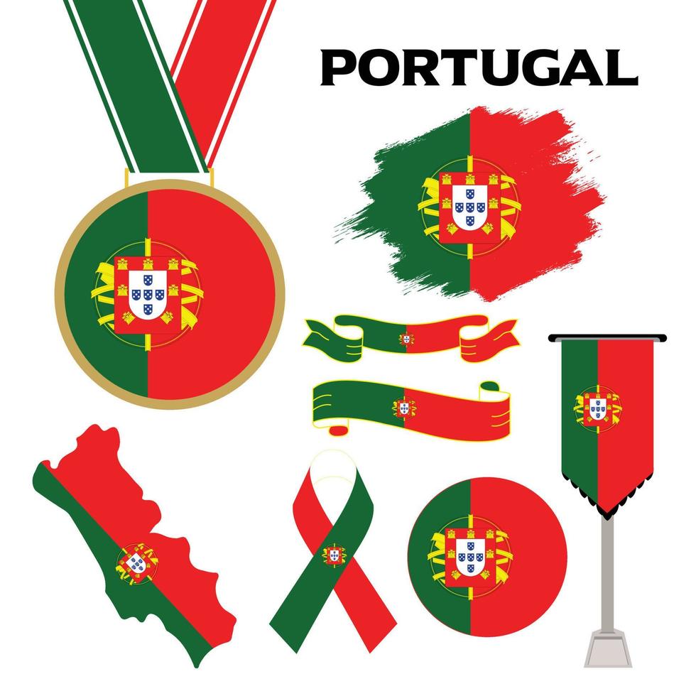 collection d'éléments avec le modèle de conception du drapeau du portugal vecteur