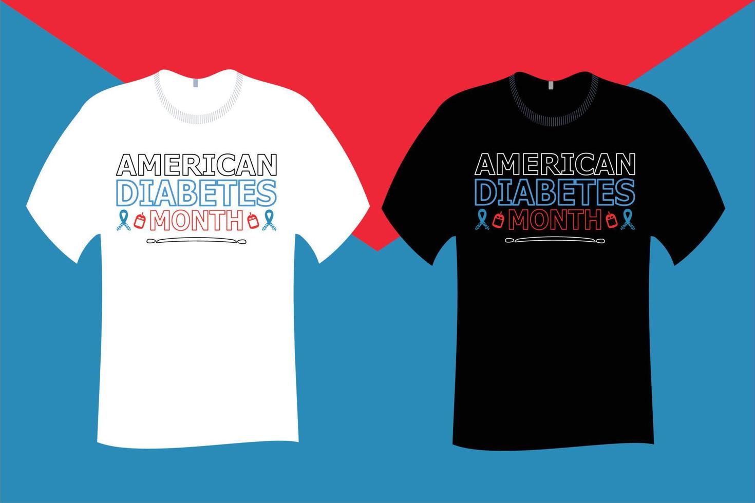 conception de t-shirt du mois du diabète américain vecteur