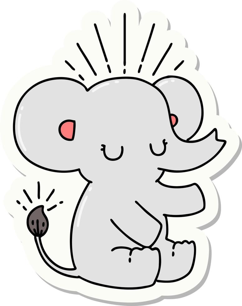 autocollant d'un éléphant mignon de style tatouage vecteur