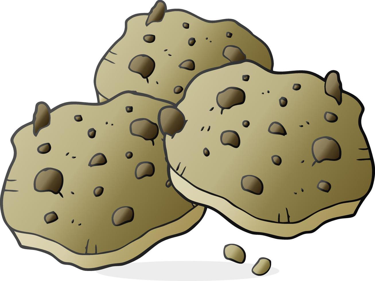Cookies aux pépites de chocolat caricature dessinée à main levée vecteur