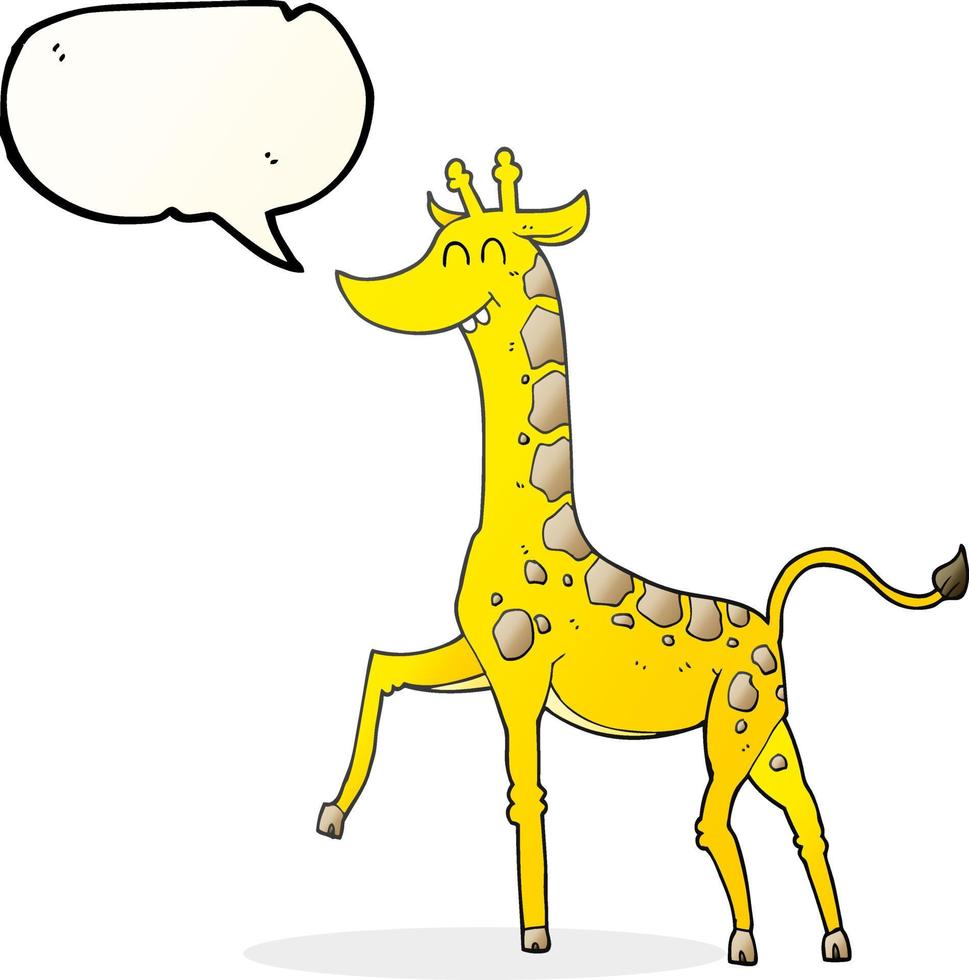 Bulle de dialogue dessinée à main levée girafe de dessin animé vecteur