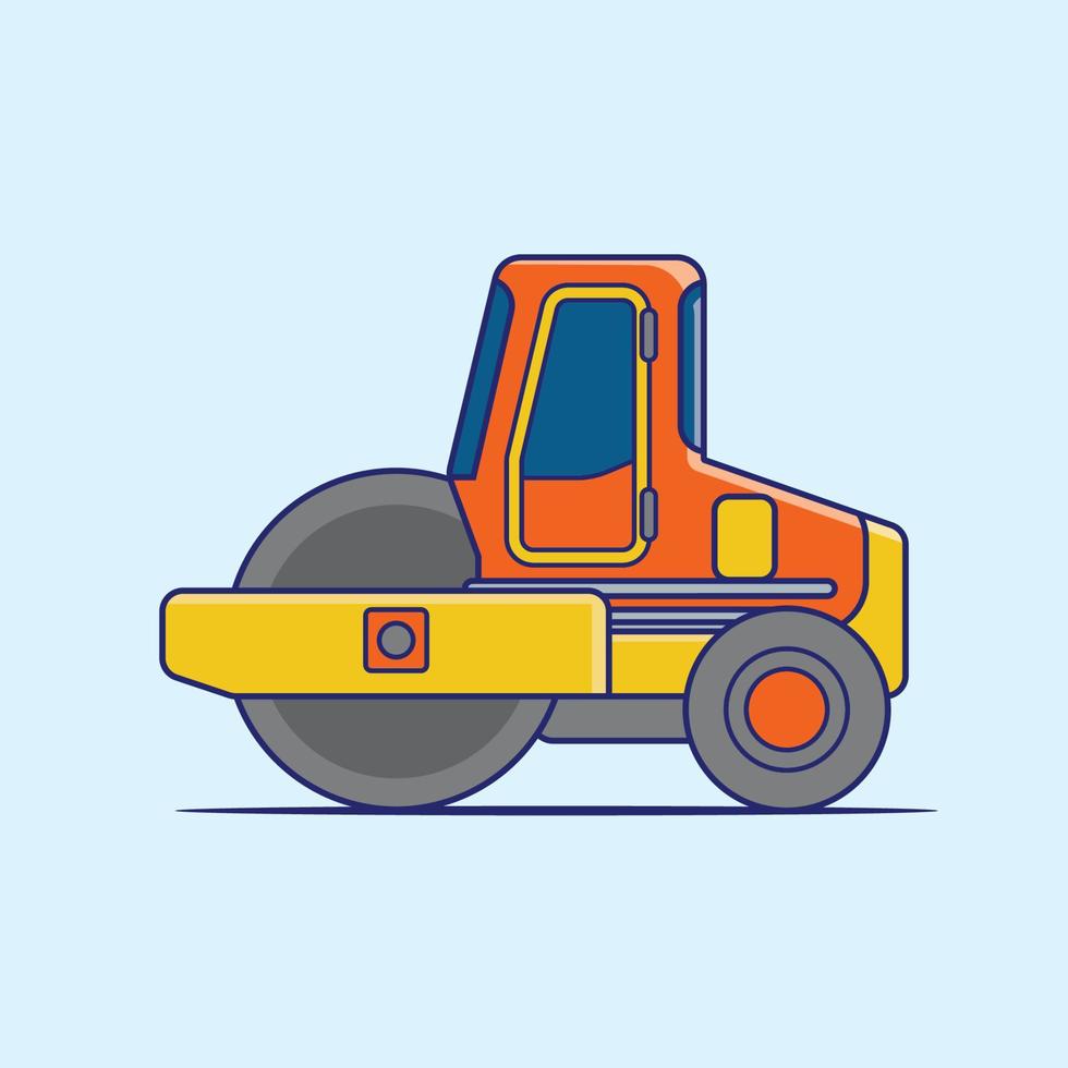 tracteur design plat, dessin animé de véhicule de collection d'excavatrice. bâtiment transport isolé vecteur