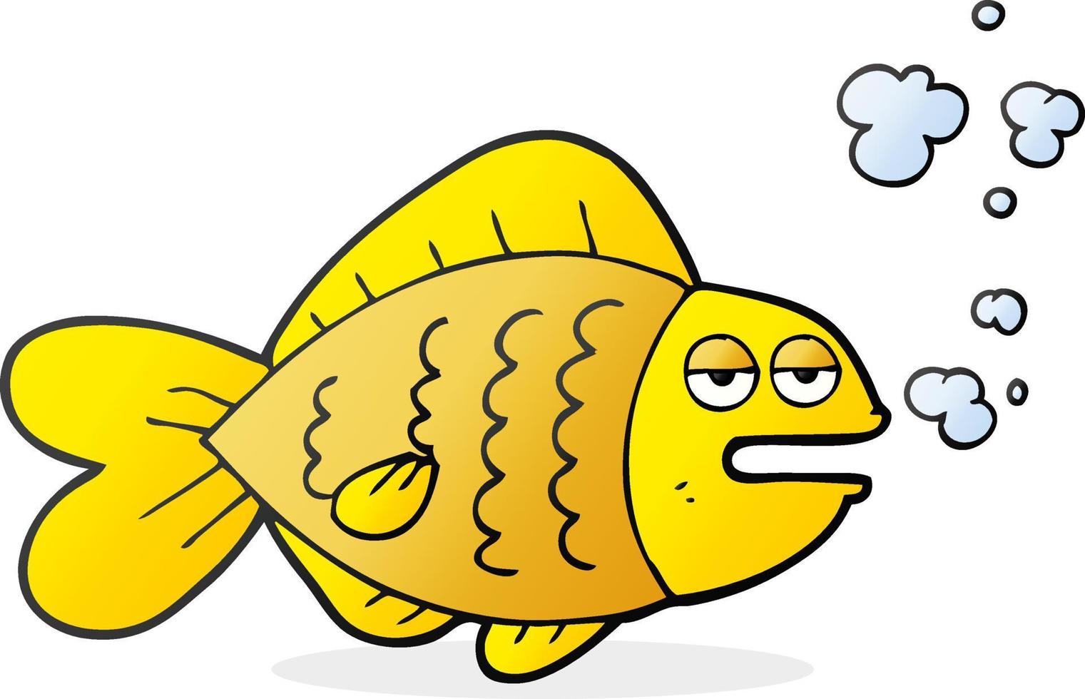 poisson drôle de dessin animé dessiné à main levée vecteur