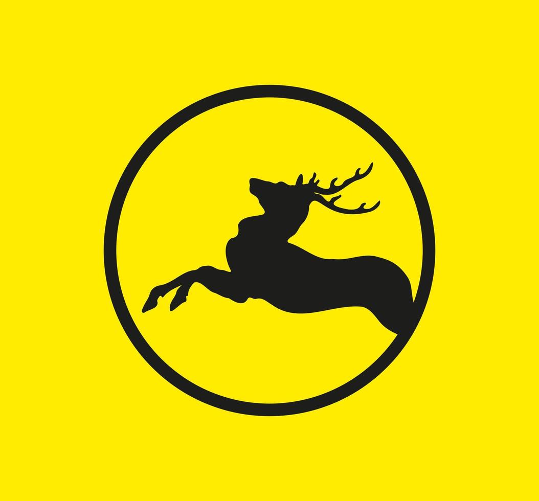 conception de logo cool cerf en cercle, avec fond jaune. très unique et différent. adapté aux entreprises et aux entreprises de tous les secteurs. vecteur eps 10