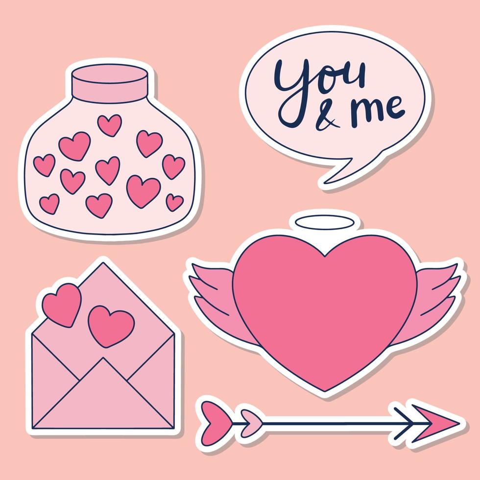 amour autocollants pack illustration clipart vecteur