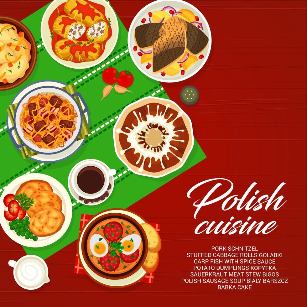 page de couverture de vecteur de nourriture de menu de cuisine polonaise