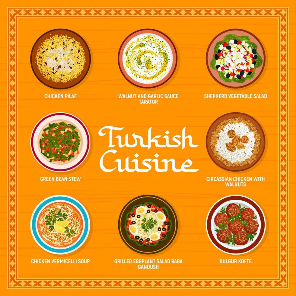 conception de page de menu de nourriture de restaurant de cuisine turque vecteur