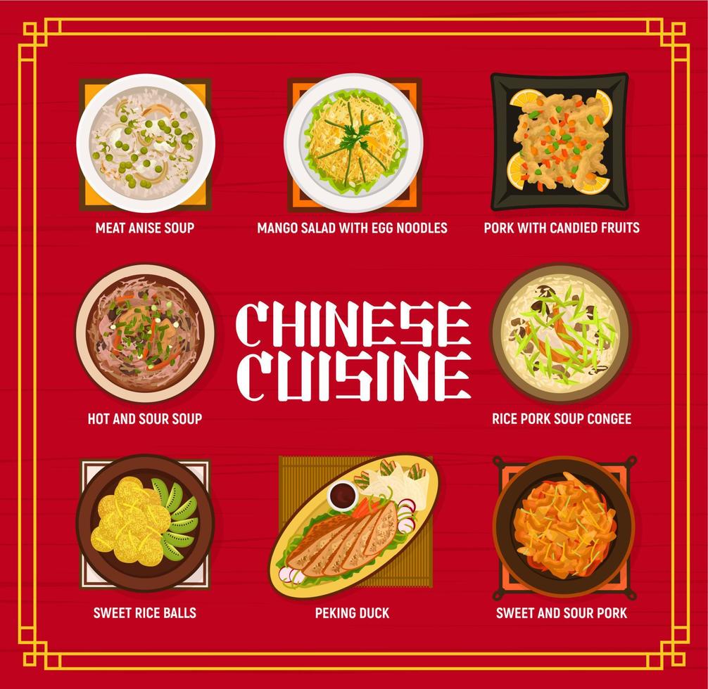 modèle de page de menu de restaurant de cuisine chinoise vecteur