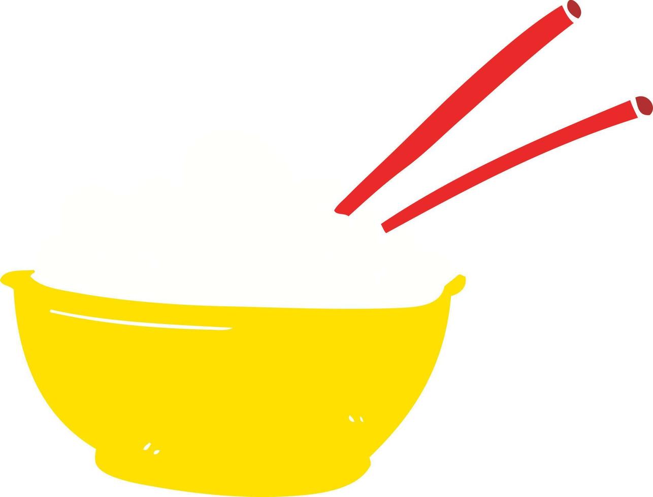 illustration en couleur plate d'un bol de riz vecteur