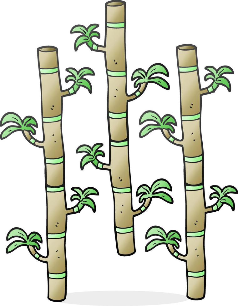 bambou cartoon dessiné à main levée vecteur