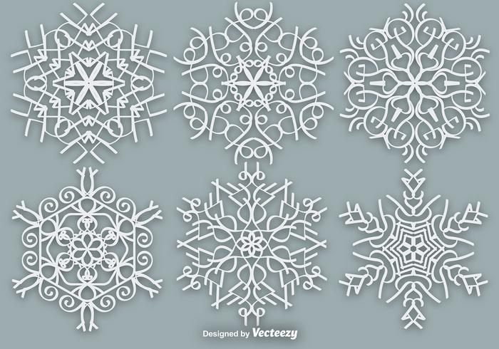 Flocons de neige ornés blancs - éléments vectoriels vecteur