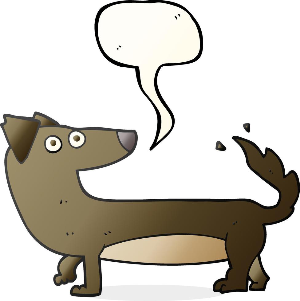 chien de dessin animé à bulle de dialogue dessiné à main levée vecteur