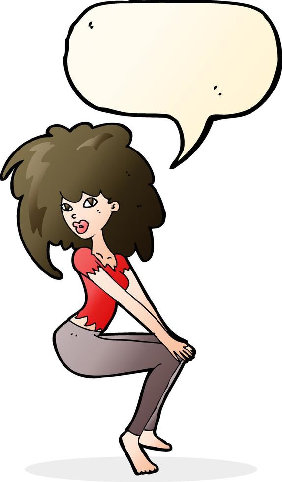 dessin animé femme aux gros cheveux avec bulle de dialogue vecteur