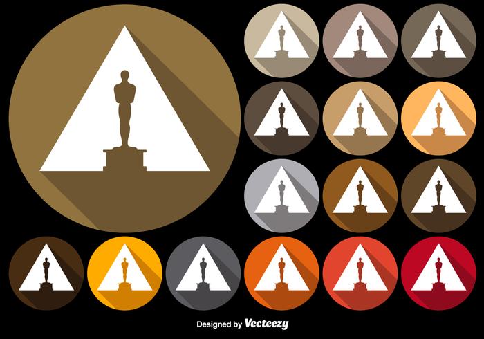 Boutons colorés vectoriels avec icône statuette Oscar vecteur