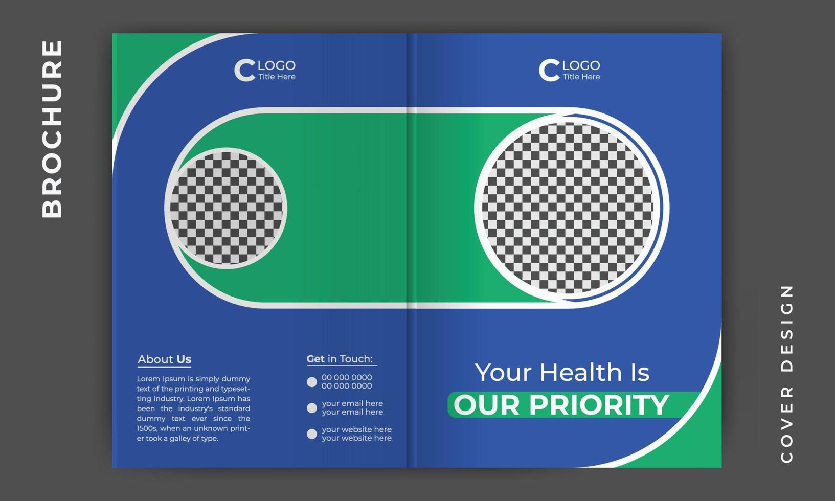 conception de couverture de brochure d'entreprise à deux volets médicaux de soins de santé ou mise en page de modèle de profil d'entreprise vecteur