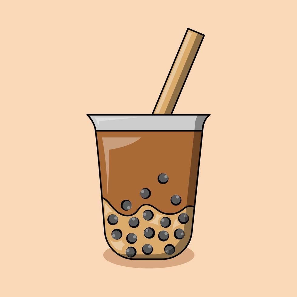 tasses à thé au lait à bulles de dessin animé, boisson au thé boba de perles de tapioca, thé au lait de taiwan, collection de griffonnages de boissons gazeuses. ensemble d'illustrations vectorielles de tasses à thé à bulles vecteur