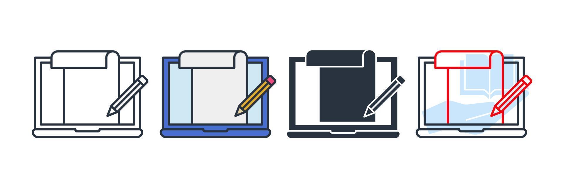 icône de contenu logo illustration vectorielle. document sur le modèle de symbole d'ordinateur portable pour la collection de conception graphique et web vecteur