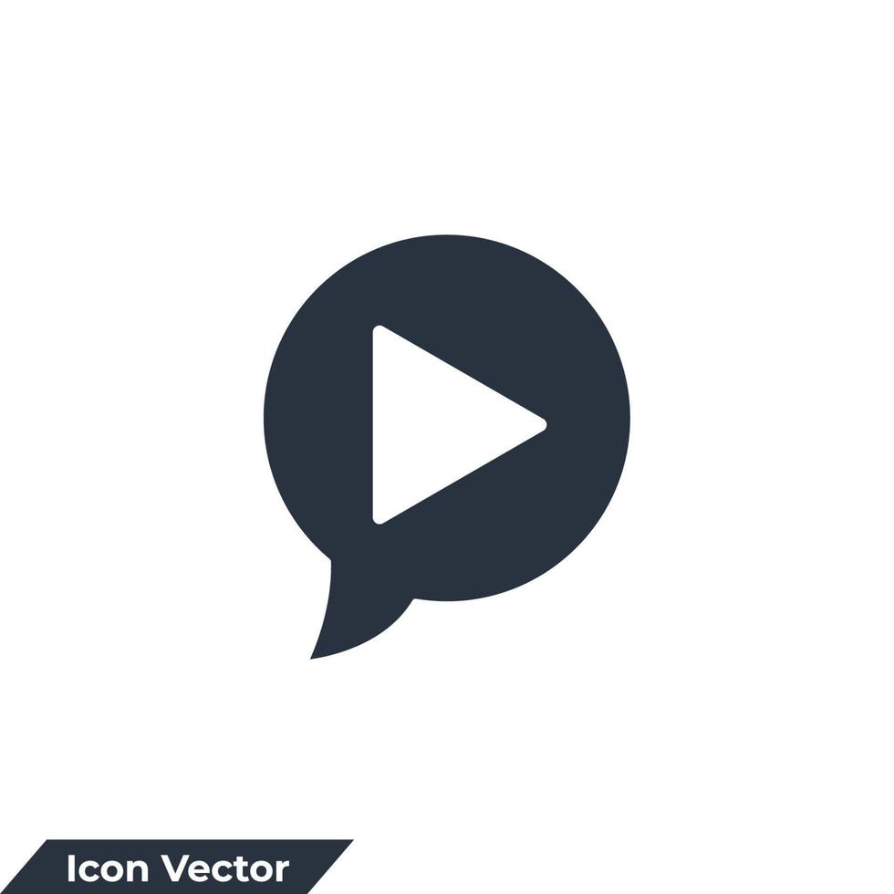 icône vidéo logo illustration vectorielle. lire la vidéo sur le modèle de symbole de chat à bulles pour la collection de conception graphique et web vecteur