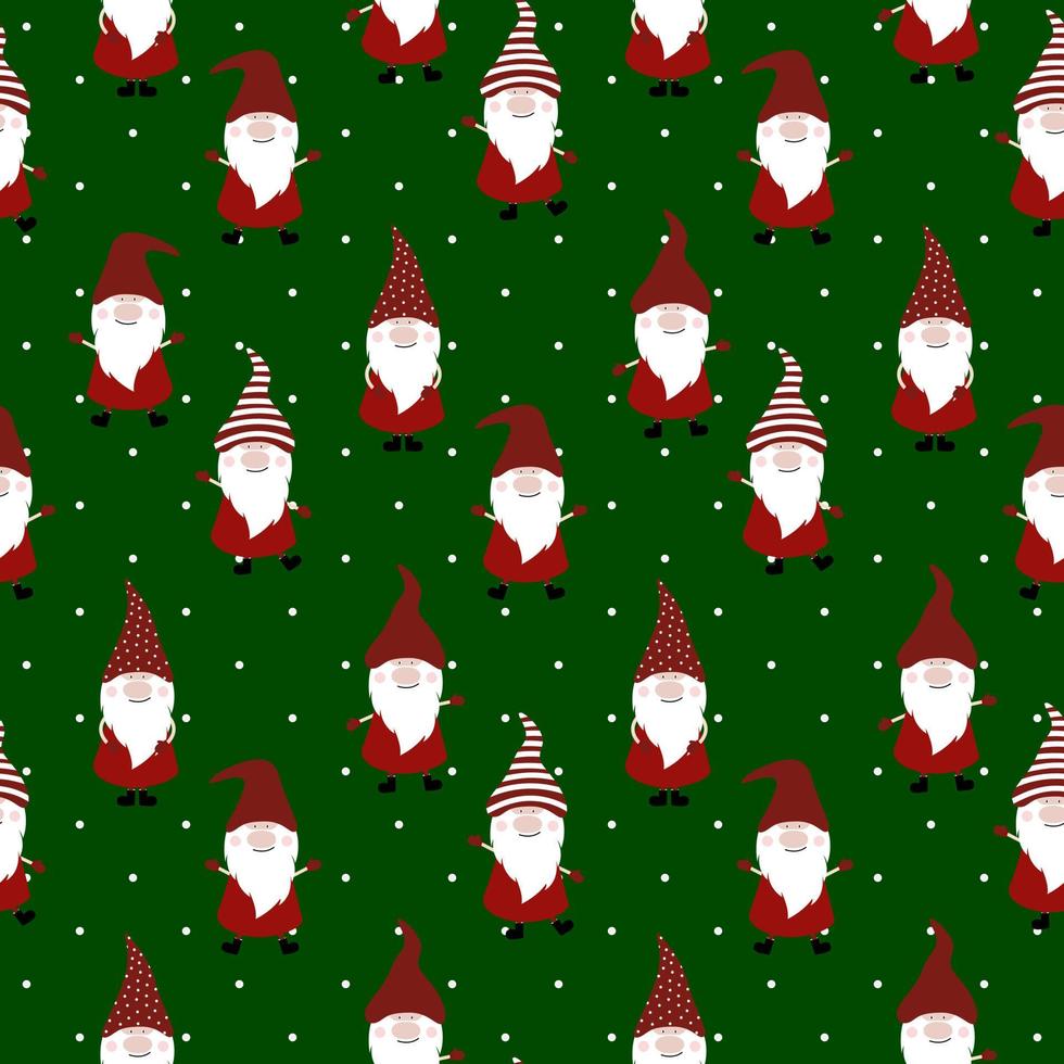 modèle sans couture avec des gnomes mignons et de la neige. noël nordique, noël scandinave. pour papier d'emballage, scrapbooking, papier peint, tissu, textile. vecteur