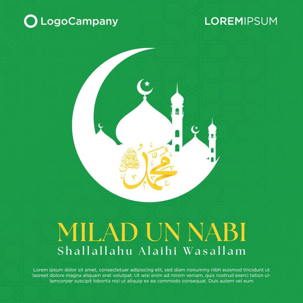heureux maulid nabi muhammad, ou mawlid al nabi muhammad, ou mawlid prophète muhammad avec un style plat. illustration vectorielle vecteur