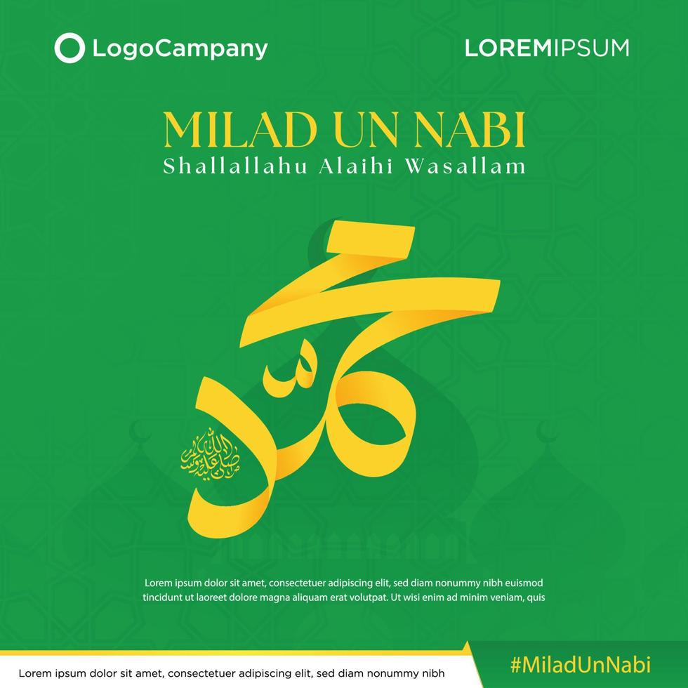 heureux maulid nabi muhammad, ou mawlid al nabi muhammad, ou mawlid prophète muhammad avec un style plat. illustration vectorielle vecteur