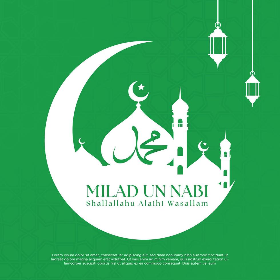 heureux maulid nabi muhammad, ou mawlid al nabi muhammad, ou mawlid prophète muhammad avec un style plat. illustration vectorielle vecteur