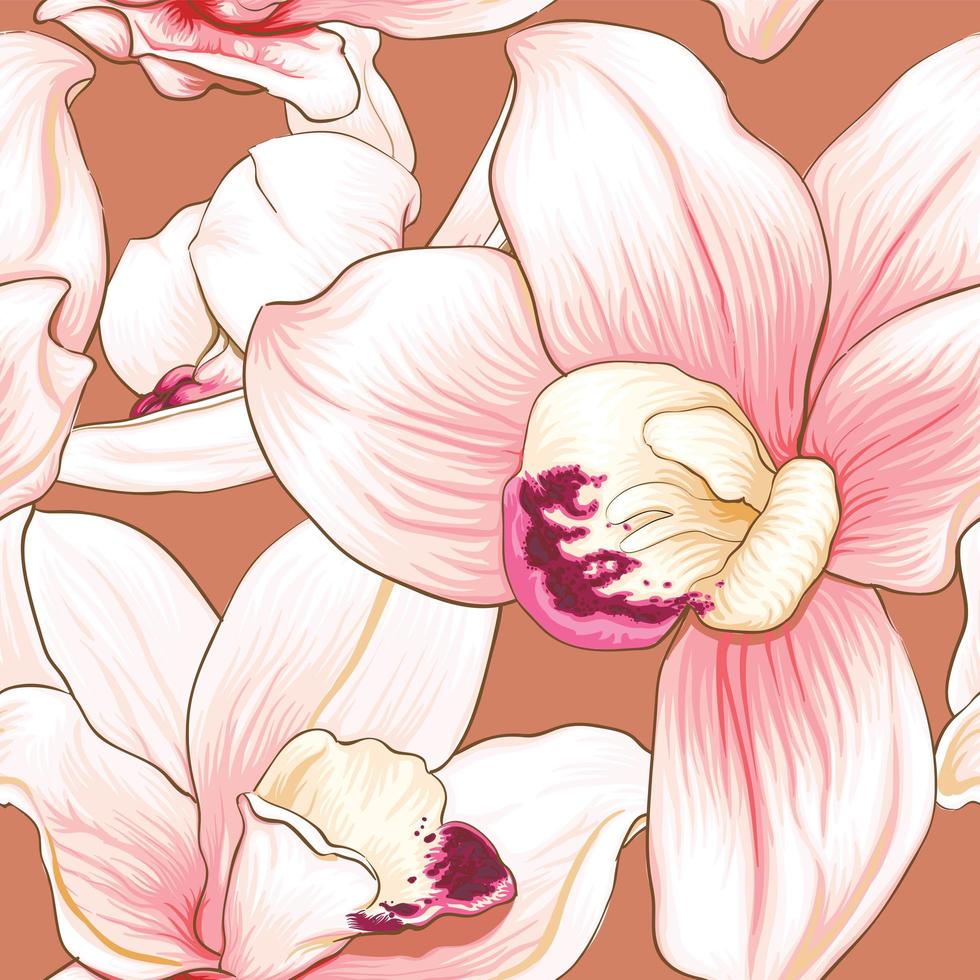 fleurs d'orchidées sur fond pastel isolé. vecteur