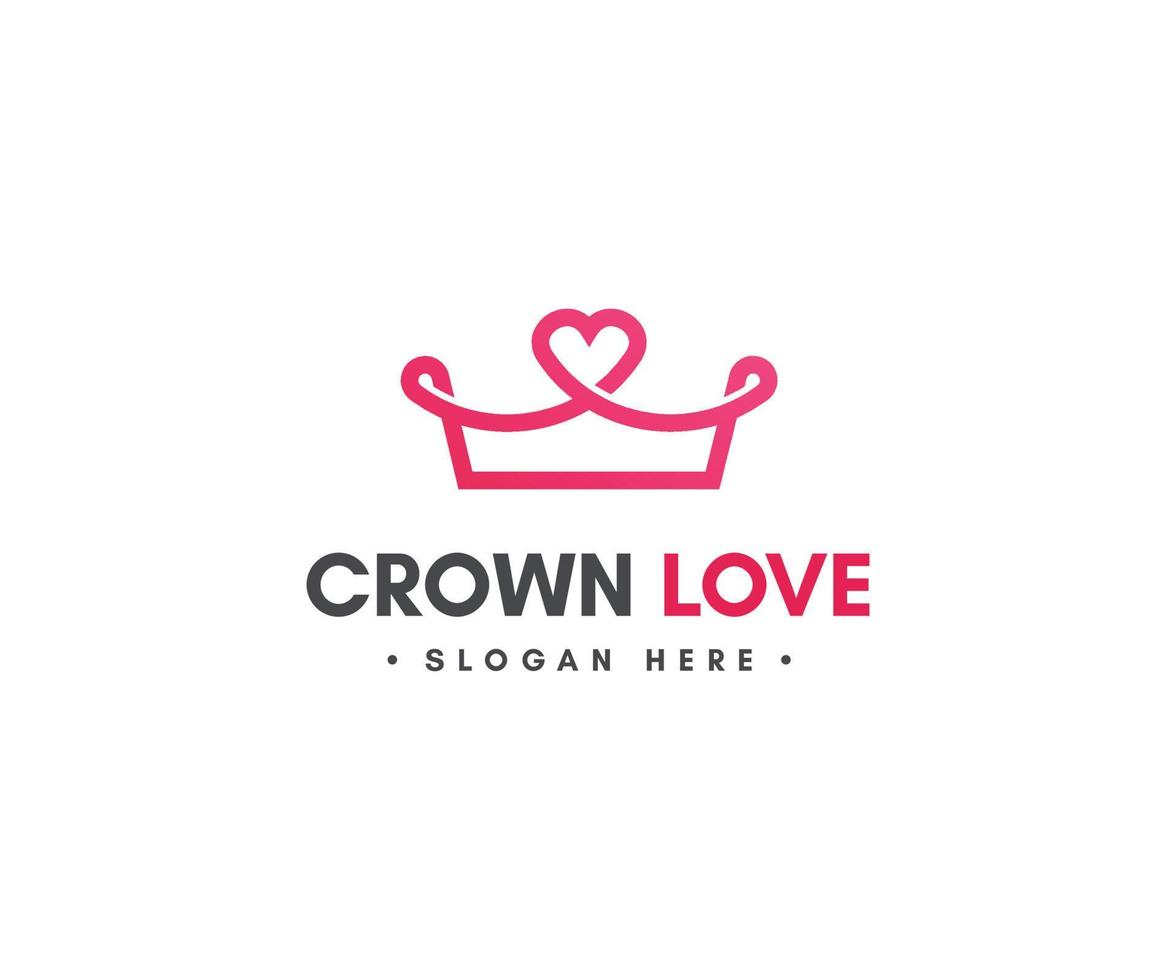 logo d'amour de la couronne vecteur