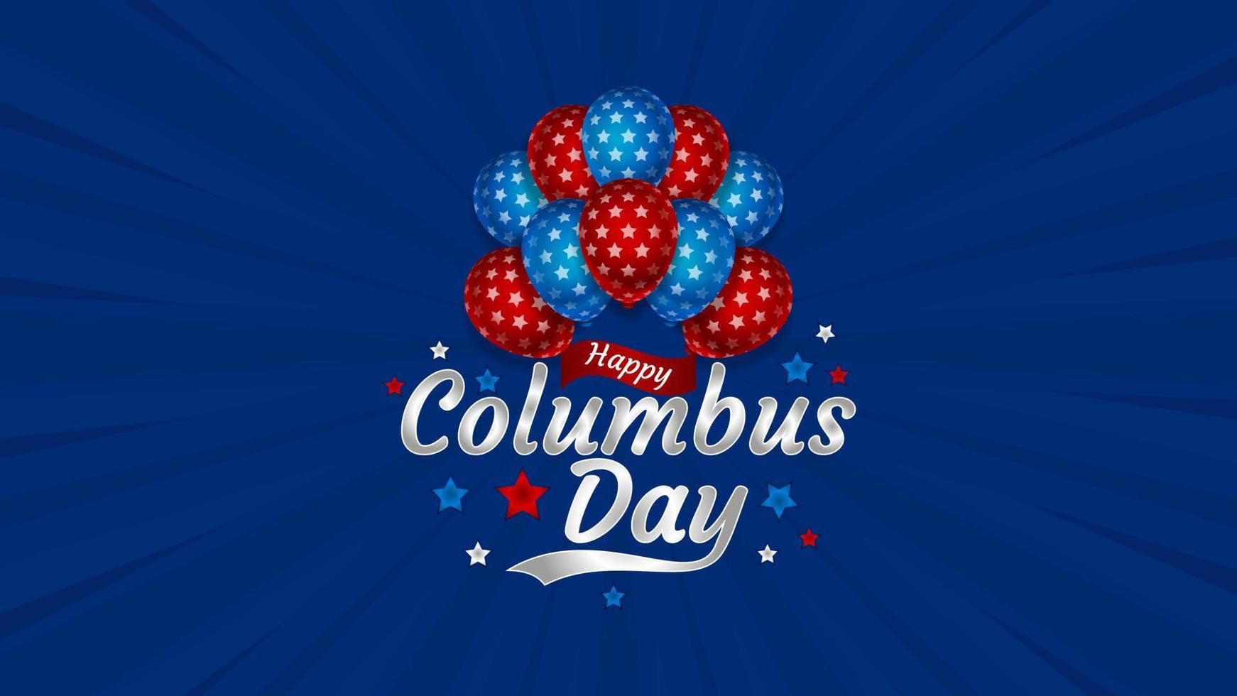 carte de voeux joyeux jour de columbus 2022 avec illustration de fond de vecteur de ballon pour bannière, affiche, flux de médias sociaux