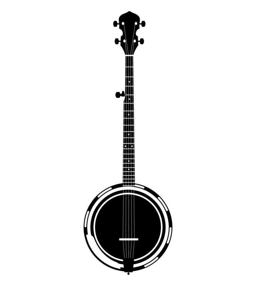 silhouette banjo, instrument de musique à cordes guitare banjo vecteur