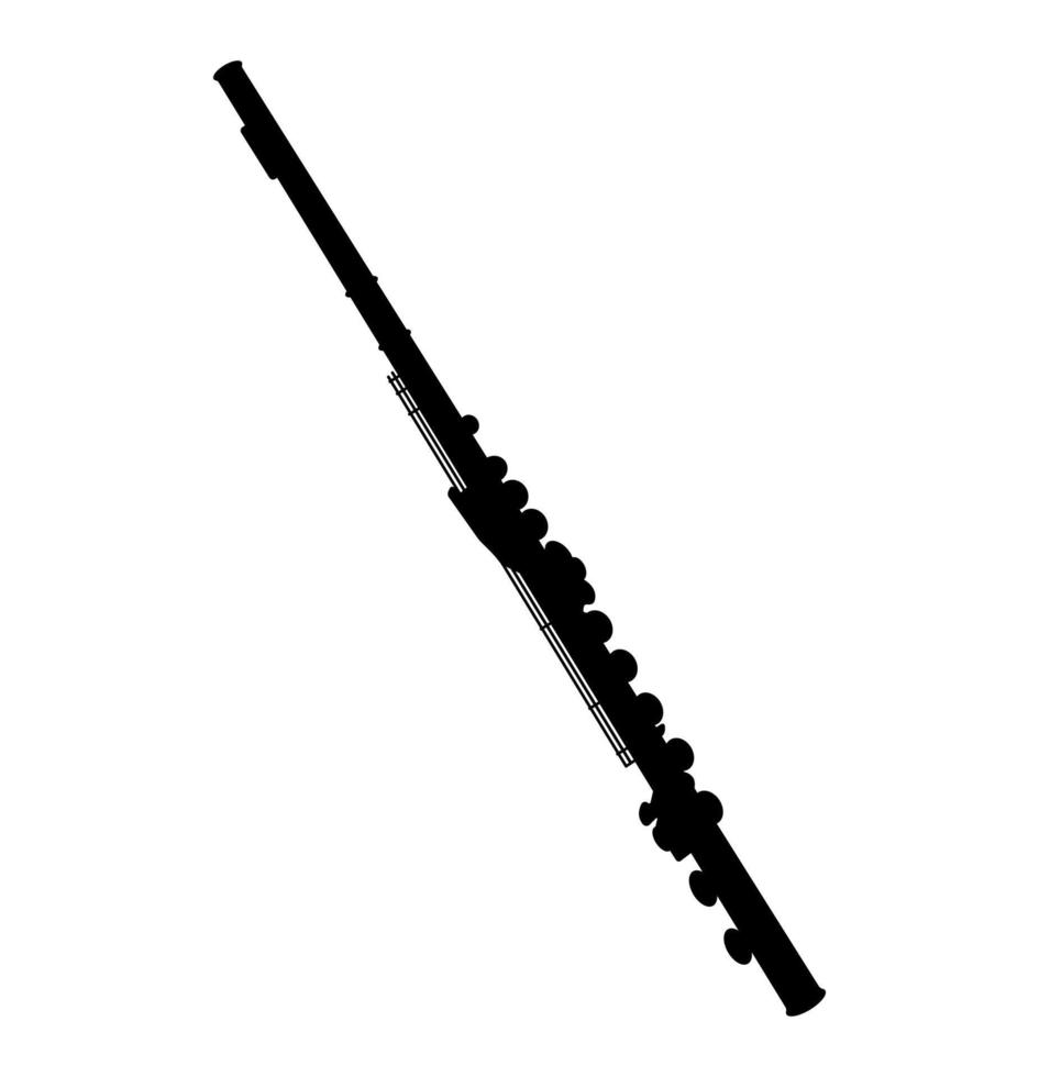silhouette de flûte, flûte de concert western aérophone instrument de musique à vent en bois vecteur