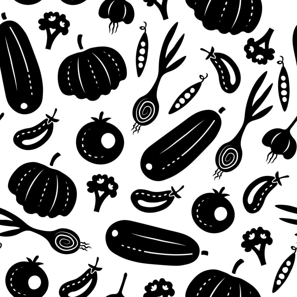 modèle sans couture de légumes dans un style doodle vecteur