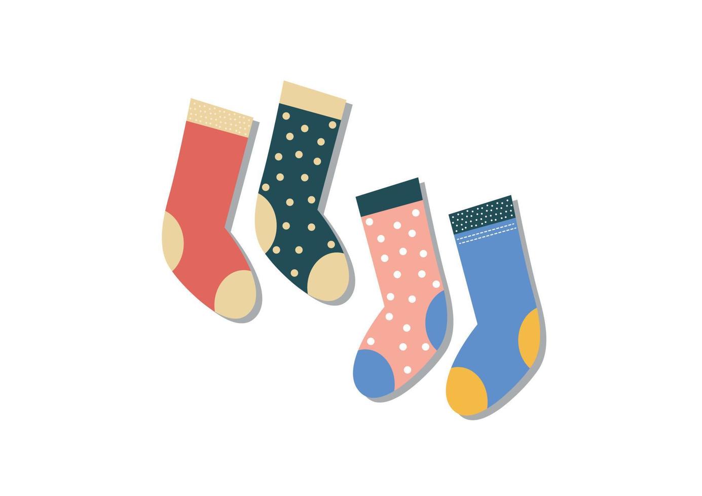 deux chaussettes avec des décorations en illustration vectorielle de style rétro vecteur