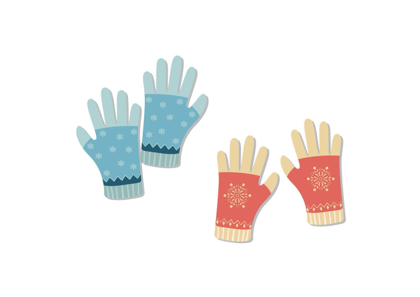 gants d'hiver avec décoration d'hiver isolé sur illustration vectorielle fond blanc vecteur