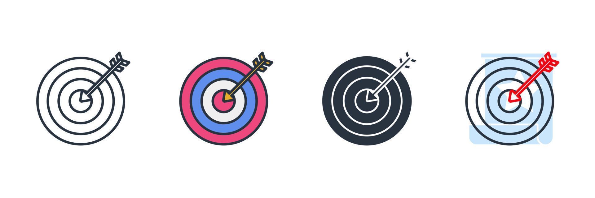 illustration vectorielle du logo de l'icône cible. modèle de symbole objectif, cible et objectif pour la collection de conception graphique et web vecteur