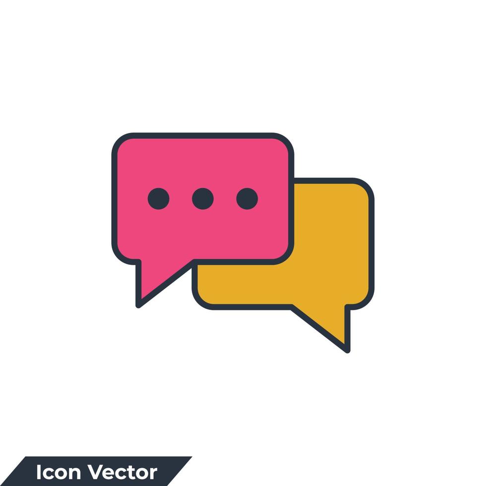 chat bulle icône logo illustration vectorielle. modèle de symbole de discours de bulle de conversation pour la collection de conception graphique et web vecteur