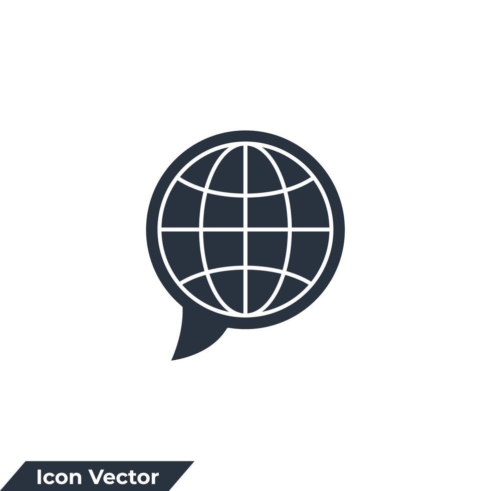 illustration vectorielle de site Web icône logo. aller sur le web sur le modèle de symbole de chat à bulles pour la collection de conception graphique et web vecteur