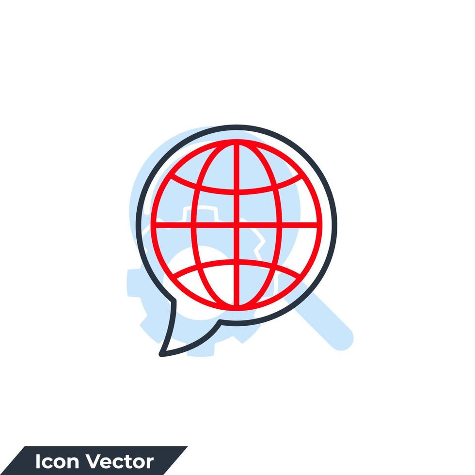 illustration vectorielle de site Web icône logo. aller sur le web sur le modèle de symbole de chat à bulles pour la collection de conception graphique et web vecteur