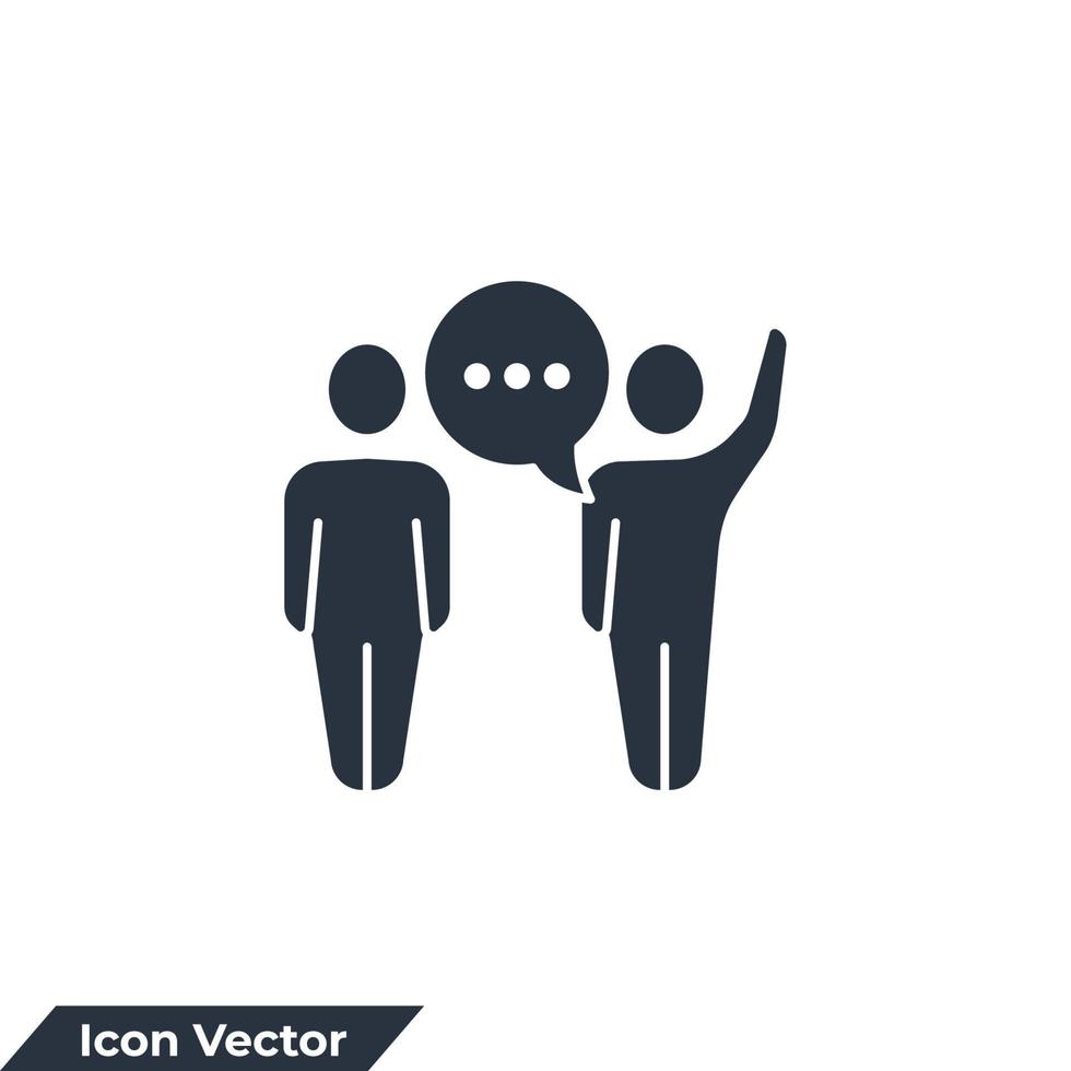 illustration vectorielle de communication icône logo. modèle de symbole de personnes parlantes pour la collection de conception graphique et web vecteur