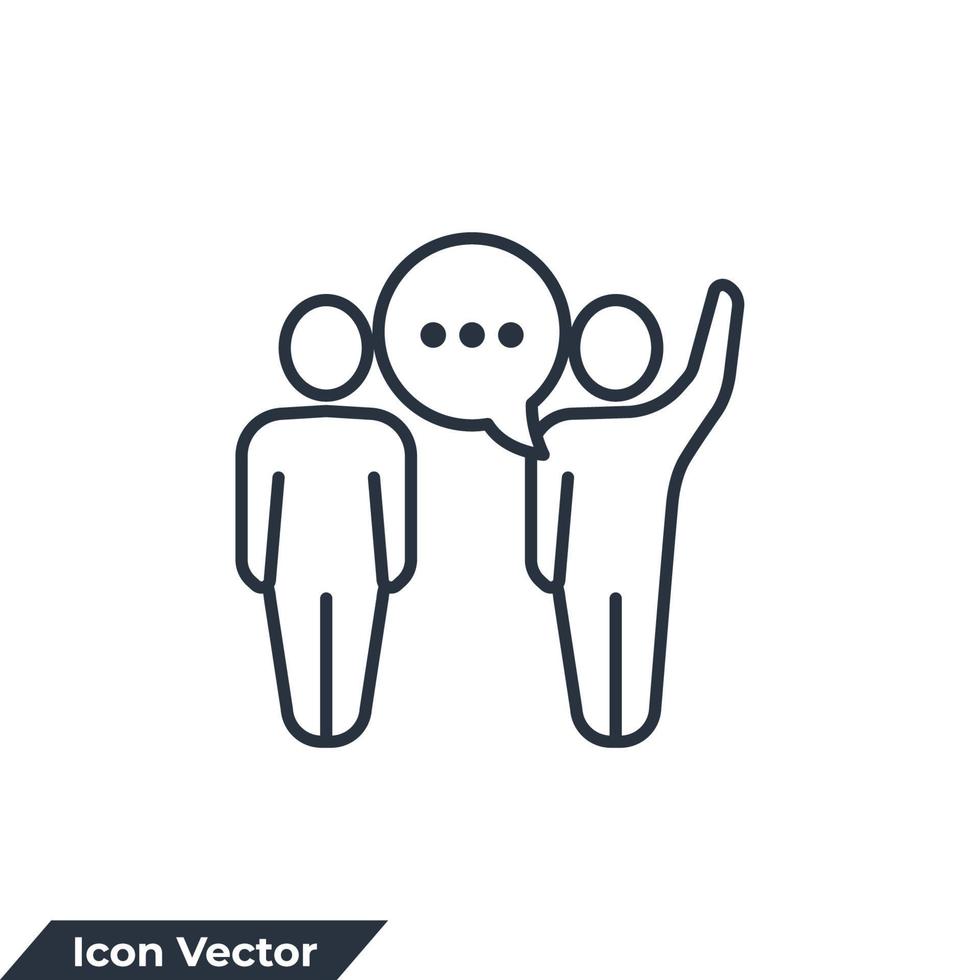 illustration vectorielle de communication icône logo. modèle de symbole de personnes parlantes pour la collection de conception graphique et web vecteur