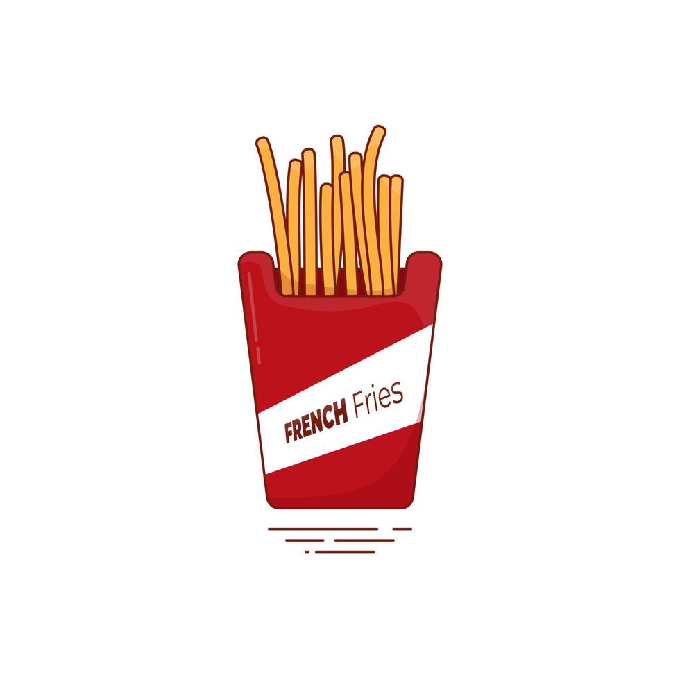 frites avec un design de dessin animé simple pour la conception de publicité alimentaire vecteur