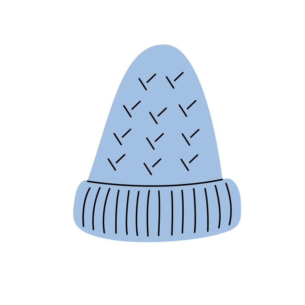 la coiffe est un chapeau d'hiver à la mode. élément vectoriel dans un style plat moderne avec un contour. parfait pour une étiquette ou un logo