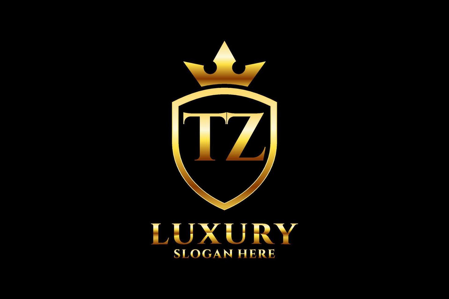 logo monogramme de luxe élégant initial tz ou modèle de badge avec volutes et couronne royale - parfait pour les projets de marque de luxe vecteur