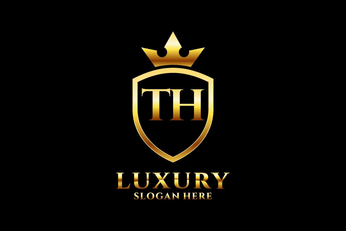 initial e élégant logo monogramme de luxe ou modèle de badge avec volutes et couronne royale - parfait pour les projets de marque de luxe vecteur